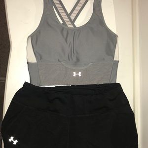 Under Armour Sports Bra and UA Running Shorts